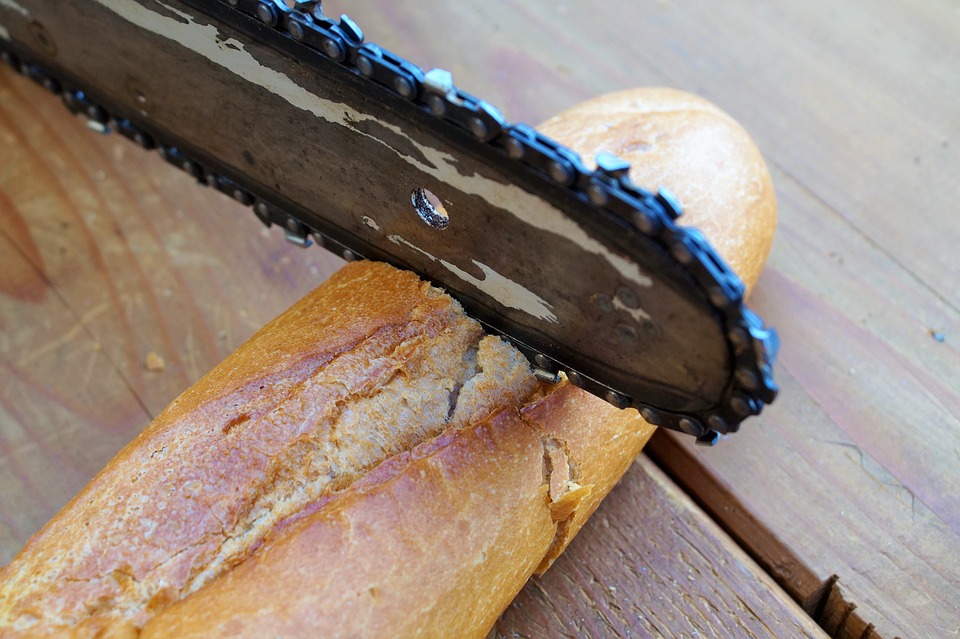 Slicing bread with a chainsaw