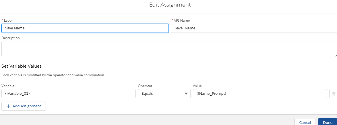 Screenshot number 3 out of 4 of my flow initial state in the Salesforce web editor
