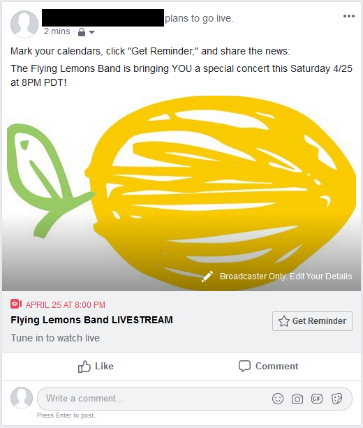 Screenshot of a Facebook announcement post
