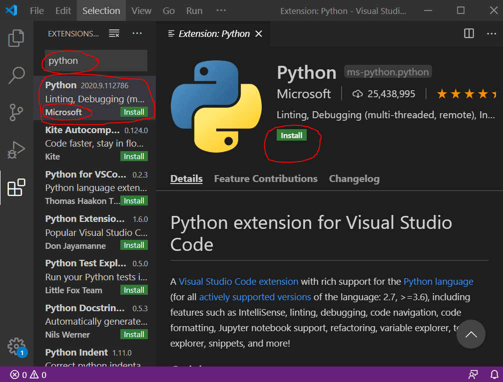 how to setup python in visual studio code